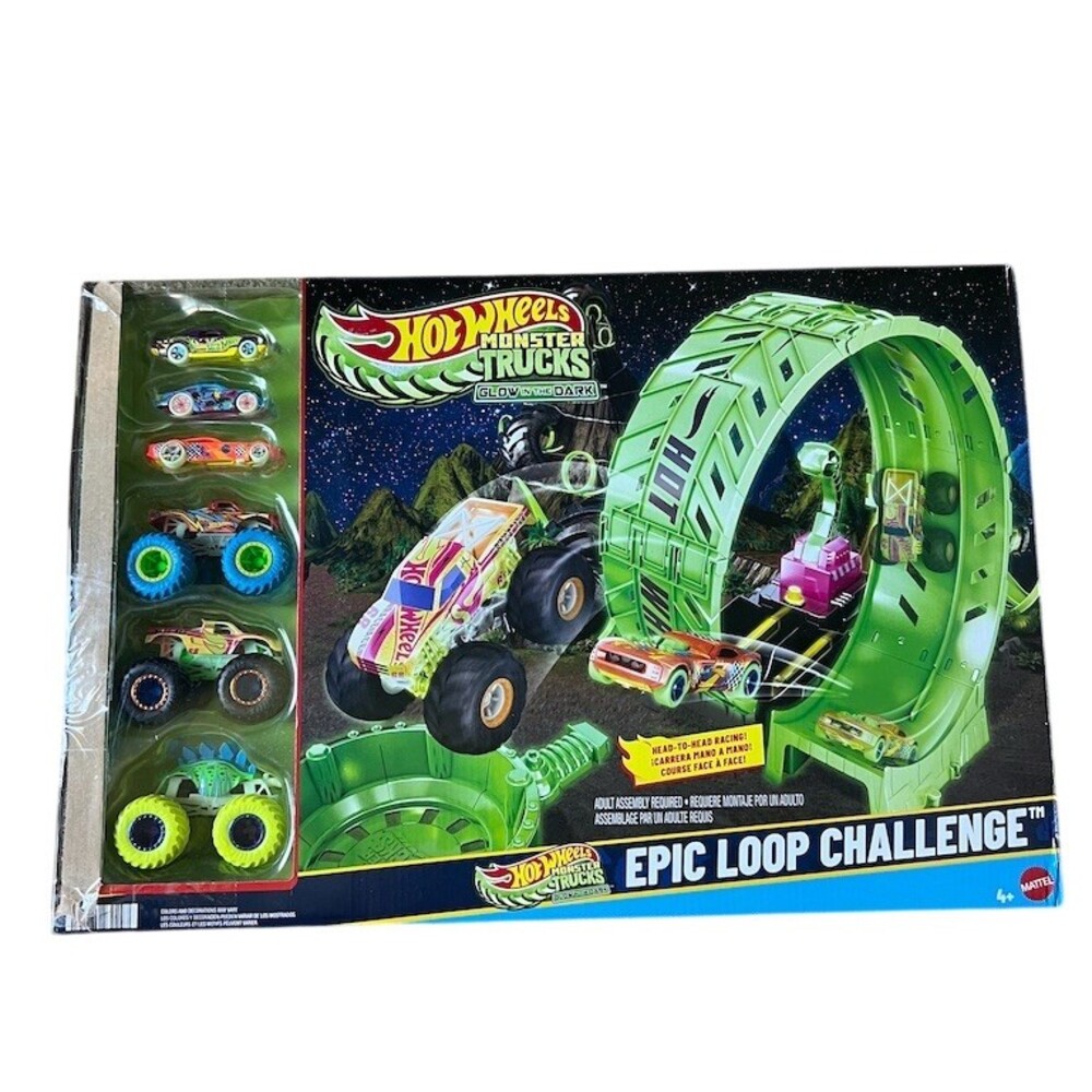 Hot Wheels Monster Trucks Glow in the Dark Epic Loop Challenge Playset